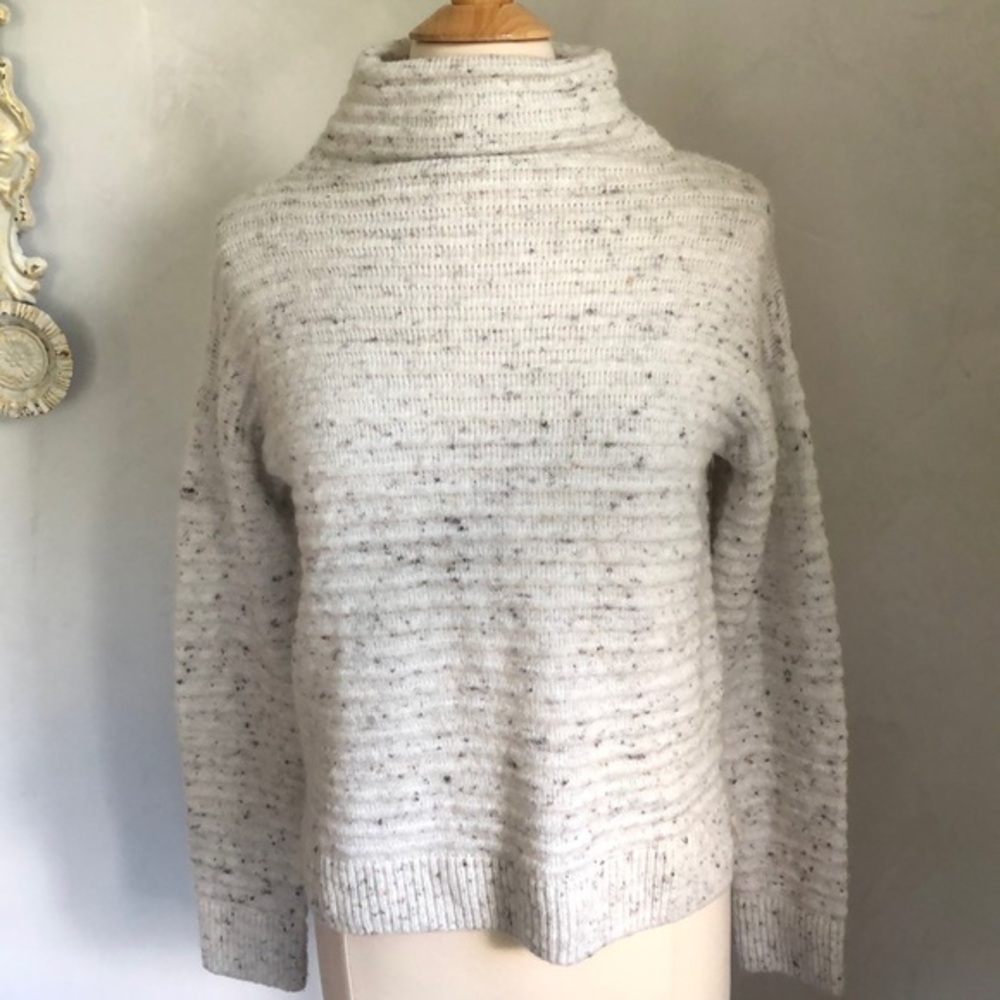 Madewell Donegal Belmont wool blend mock neck Ivory sweater w/specks Size Small